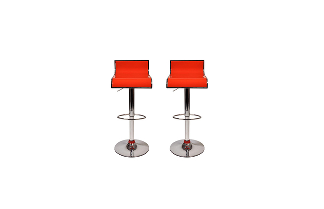 Orangefarbene Barhocker / K&uuml;chenhocker Design WAVE - Satz von 2
