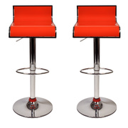 Orangefarbene Barhocker / K&uuml;chenhocker Design WAVE - Satz von 2 image pub1