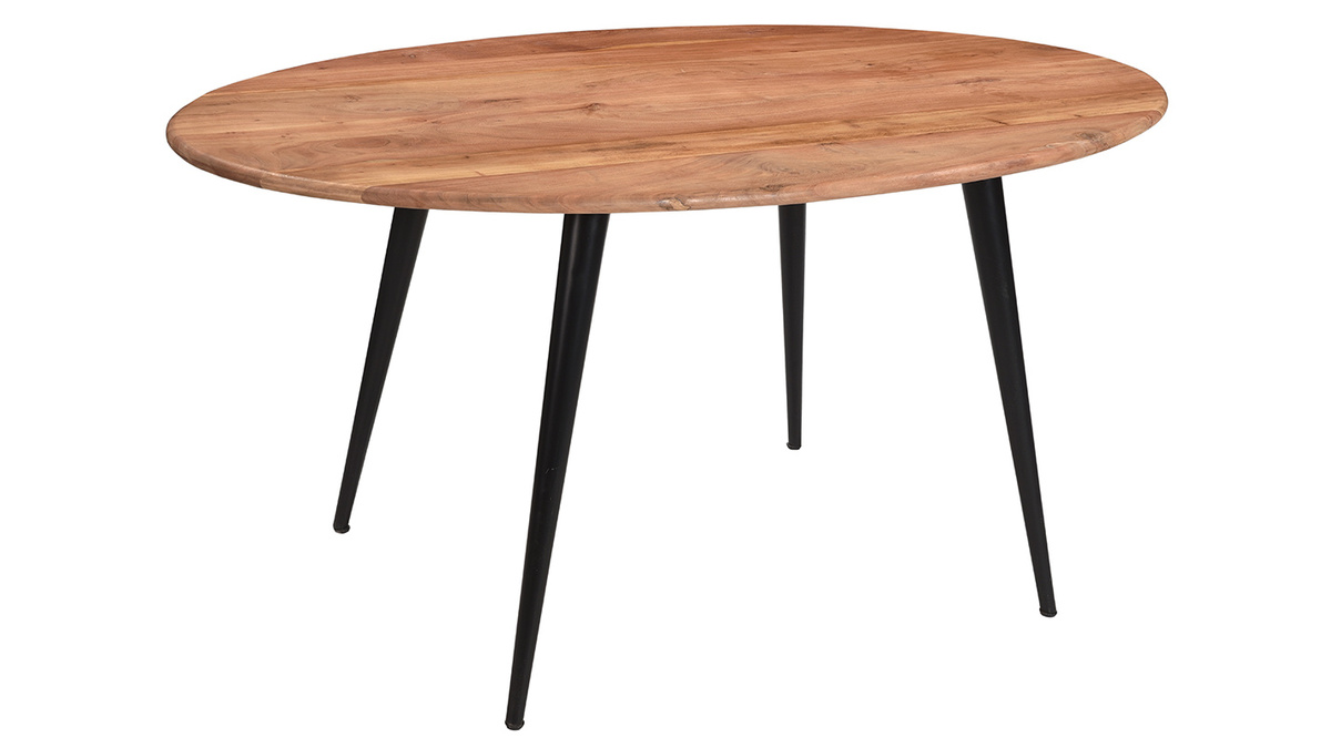 Ovaler Esstisch aus massivem Akazienholz und Metall B160 cm OBALI