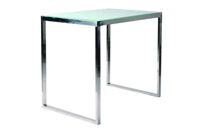 Rechteckiger Bartisch / Hochtisch 120cm INOLA aus Edelstahl und geh&auml;rtetem Glas