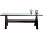 Rechteckiger  Design Salontisch  / Couchtisch BAILEY - Farbe Wenge - Platte aus geh&auml;rtetem Glas