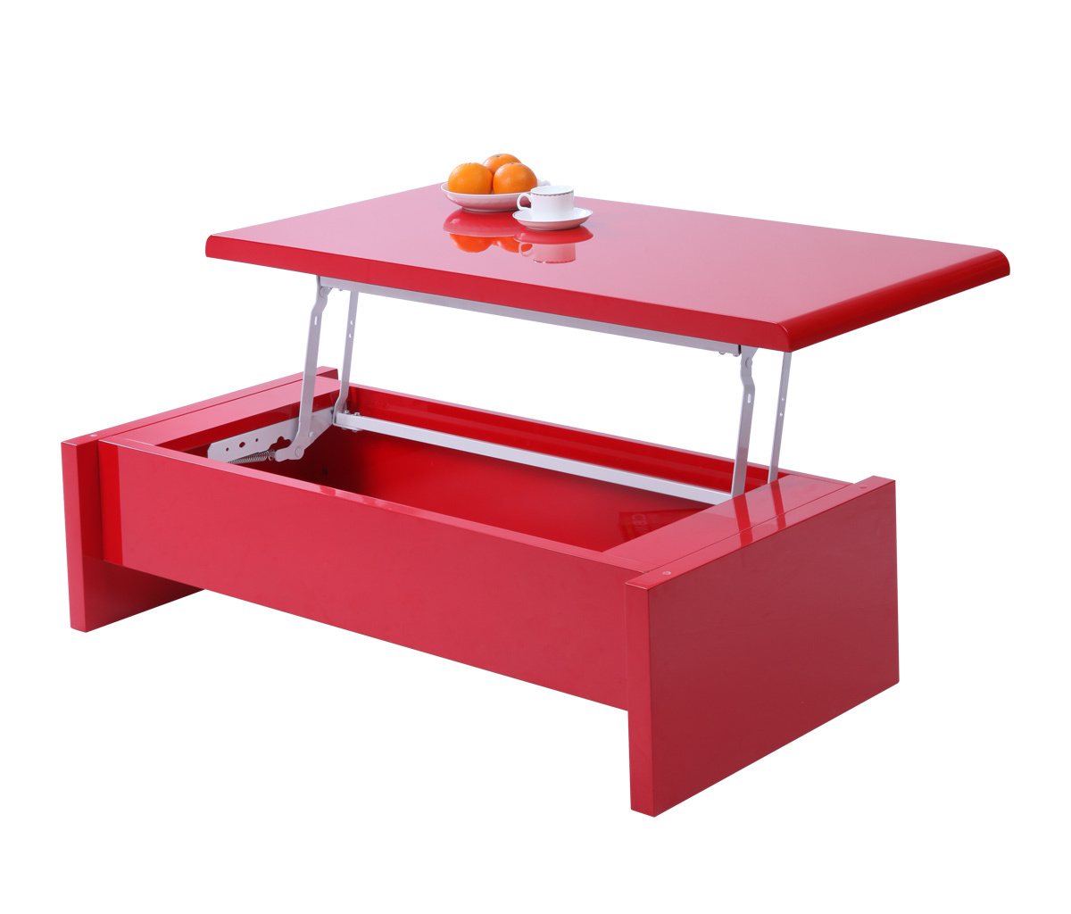 Rot lackierter hochklappbarer Designer Couchtisch LOLA 