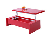 Rot lackierter hochklappbarer Designer Couchtisch LOLA 