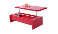 Rot lackierter hochklappbarer Designer Couchtisch LOLA 