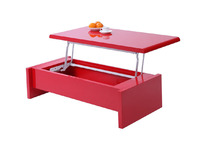 Rot lackierter hochklappbarer Designer Couchtisch LOLA 