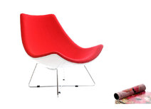 Rotweisser Sessel HELIO