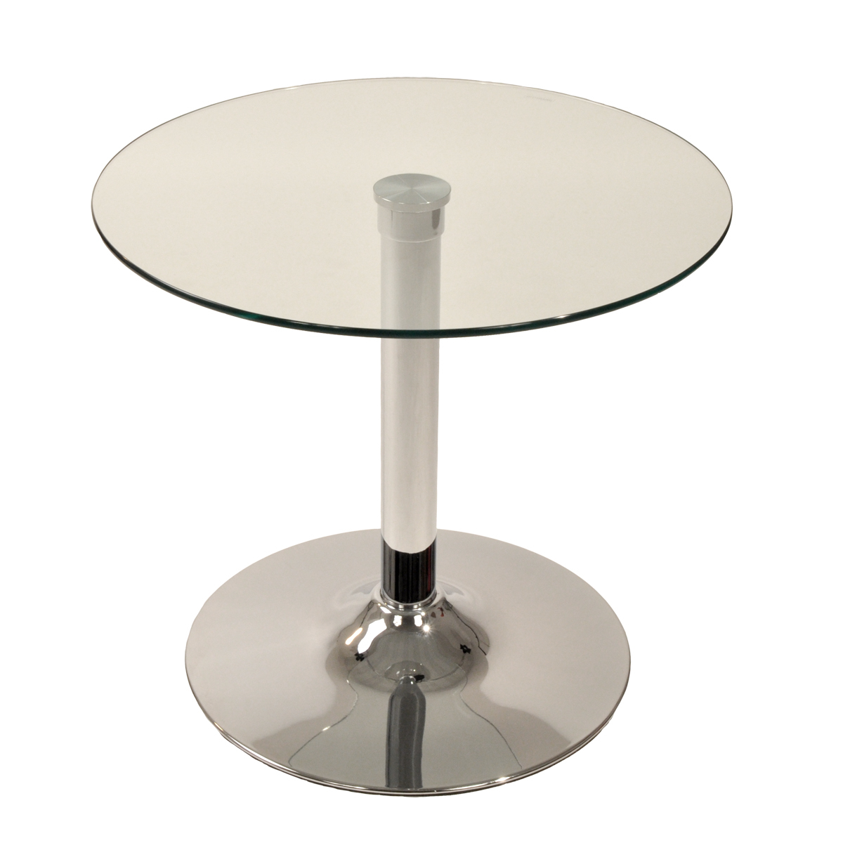 Runder tisch aus glas und chrommetall eddie miliboo Runder couchtisch
