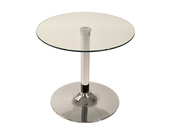 Runder Tisch aus Glas und Chrommetall Eddie