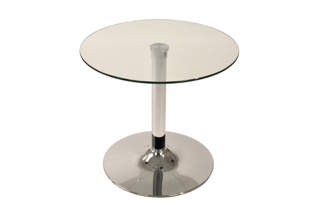 Runder Tisch aus Glas und Chrommetall Eddie