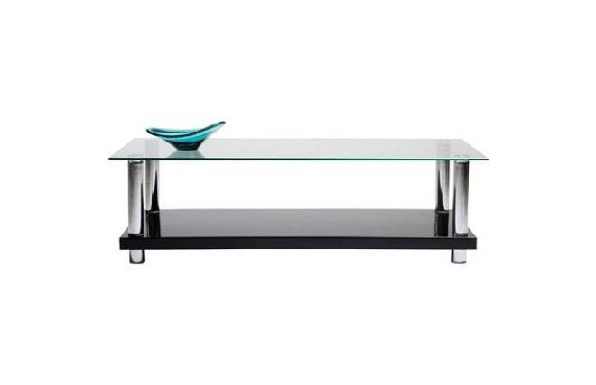Salontisch / Couchtisch NEW TELMA - schwarzlackiert mit Platte aus geh&auml;rtetem Glas