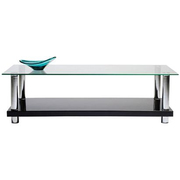 Salontisch / Couchtisch NEW TELMA - schwarzlackiert mit Platte aus geh&auml;rtetem Glas image pub1