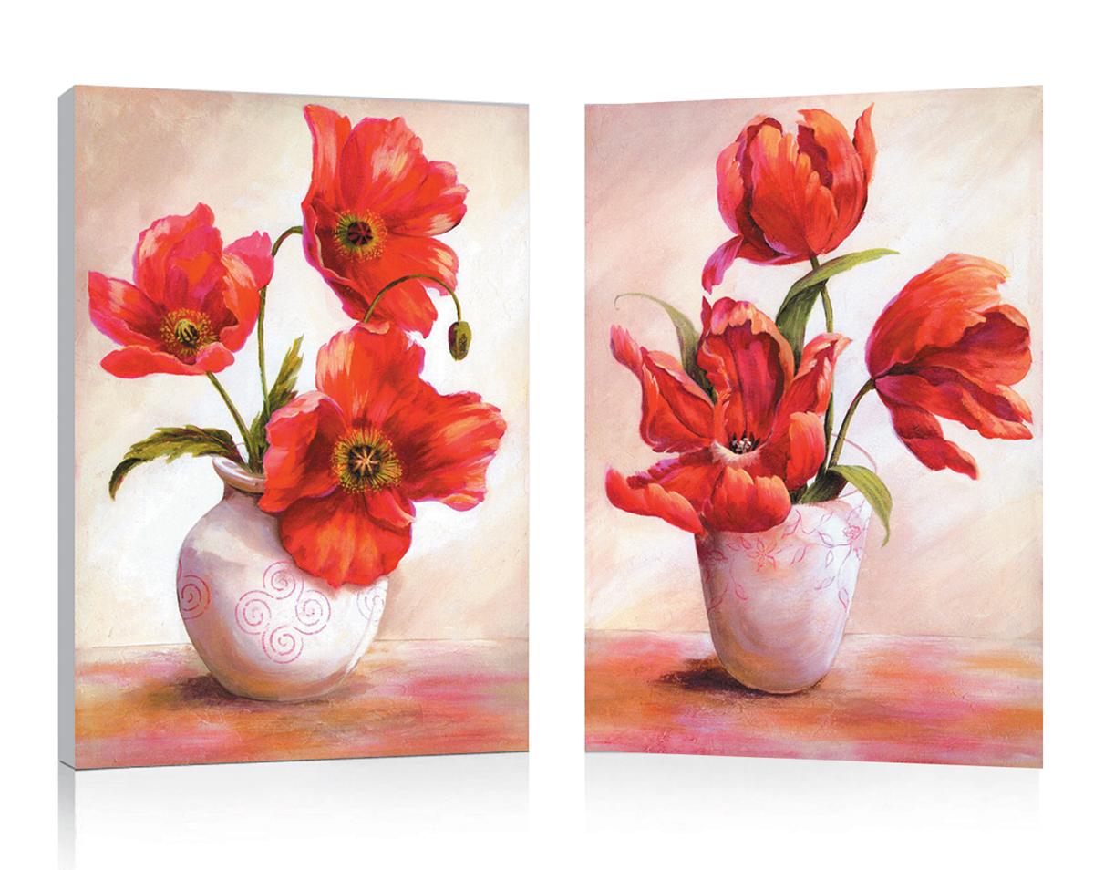 Satz von 2 Design Gem&auml;lden POPPIES