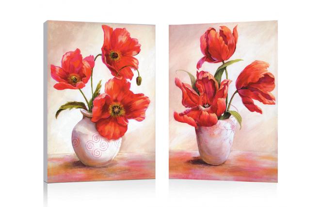 Satz von 2 Design Gem&auml;lden POPPIES