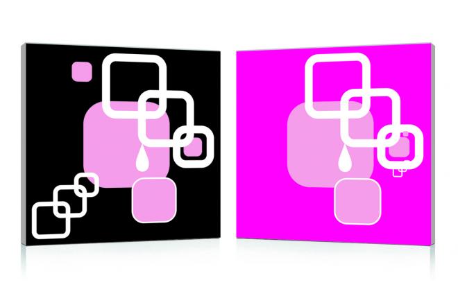 Satz von 2 Design Gem&auml;lden SQUARES