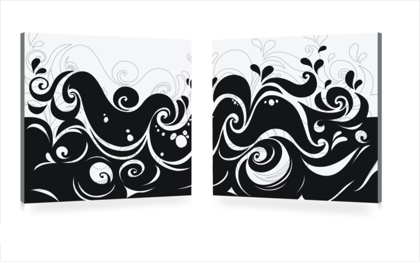 Satz von 2 Design Gem&auml;lden VAGUES