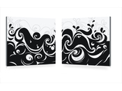 Satz von 2 Design Gem&auml;lden VAGUES