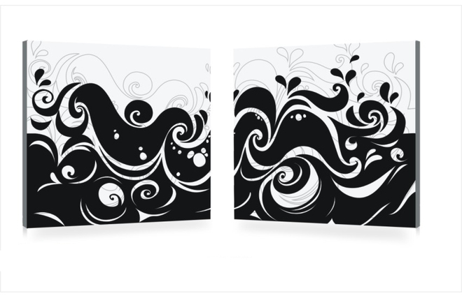 Satz von 2 Design Gem&auml;lden VAGUES