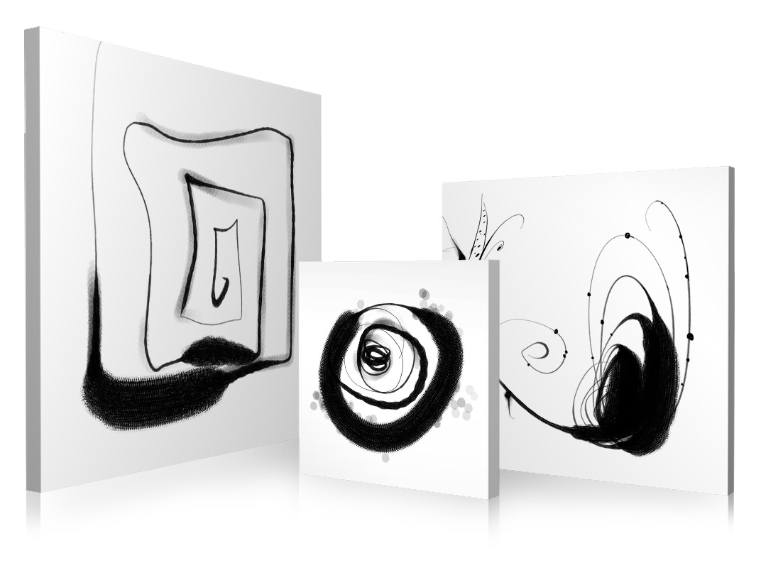 Satz von 3 Design Gem&auml;lden GRAPHIC