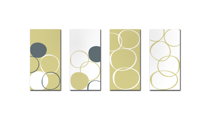 Satz von 4 Design Gem&auml;lden BUBBLES