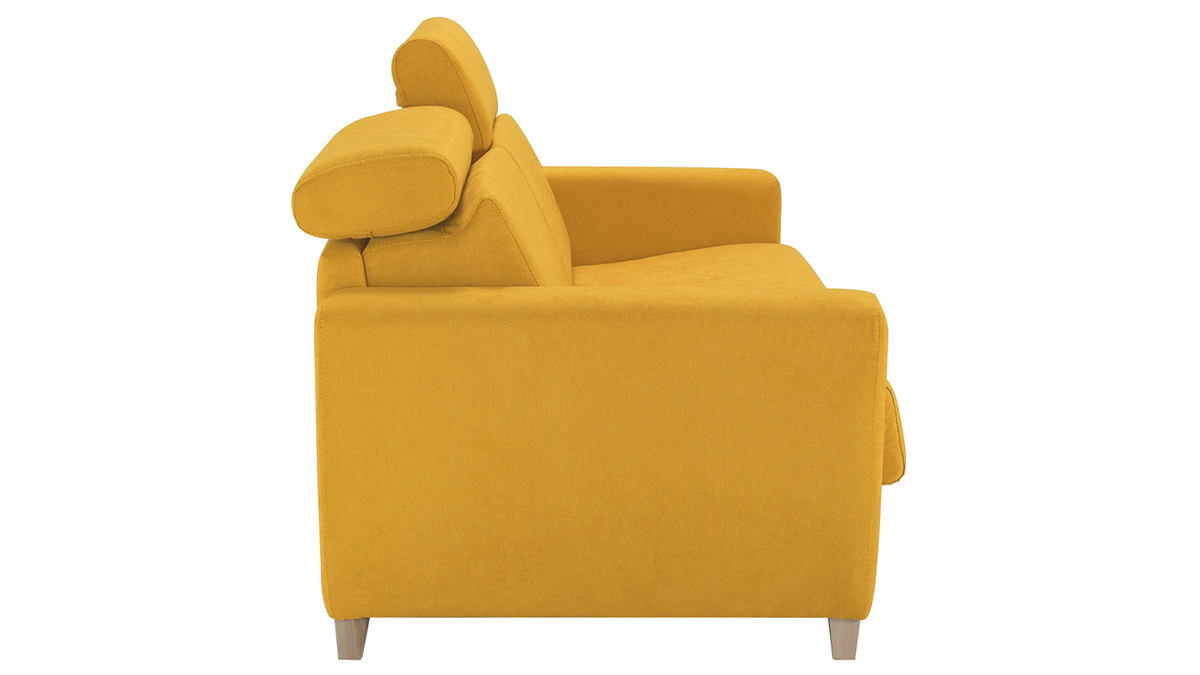 Schlafcouch mit verstellbaren Kopfsttzen Gelb mit 13 cm Matratze 3-Sitzer GOYA