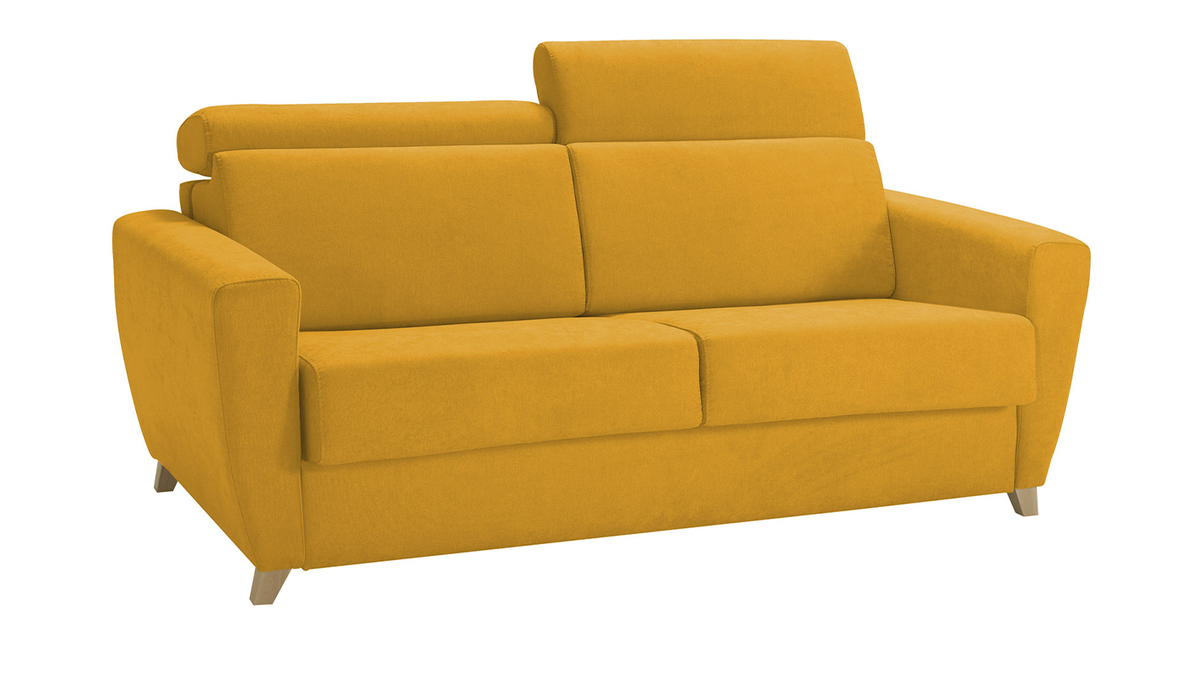 Schlafcouch mit verstellbaren Kopfsttzen Gelb mit 13 cm Matratze 3-Sitzer GOYA