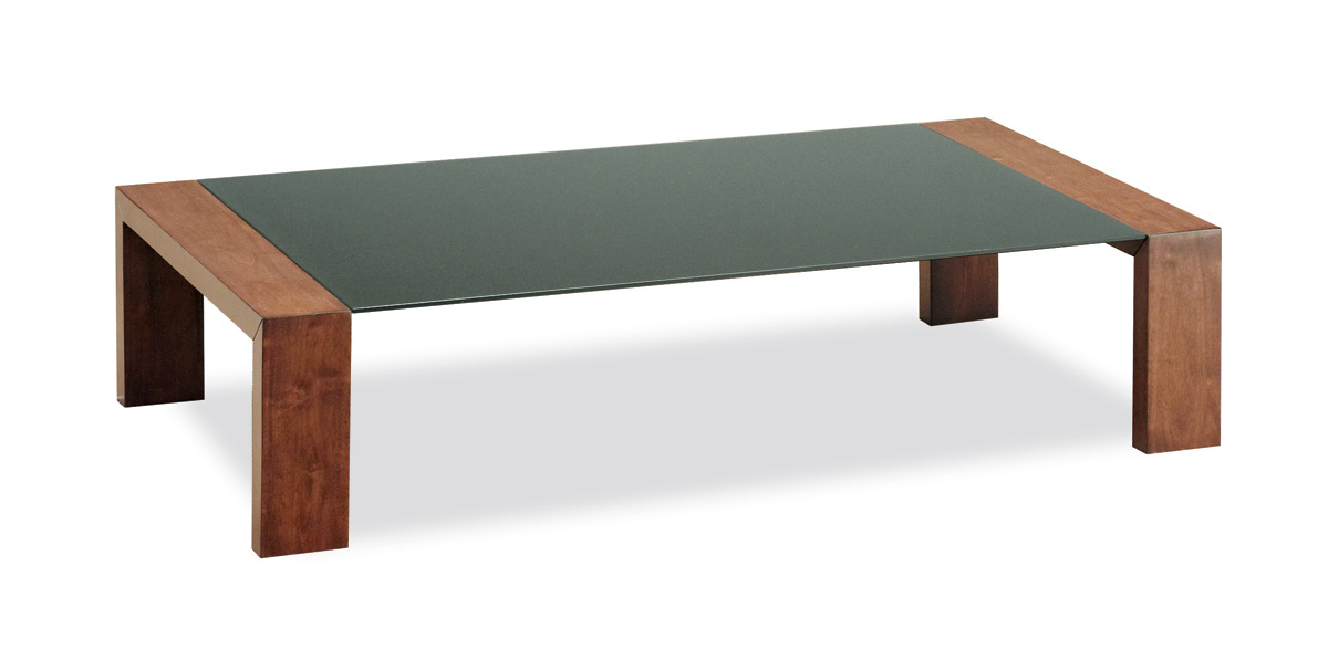 Schokoladenbrauner Couchtisch aus Holz und Glas NEW CLARKSON 