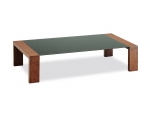 Schokoladenbrauner Couchtisch aus Holz und Glas NEW CLARKSON 