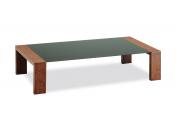 Schokoladenbrauner Couchtisch aus Holz und Glas NEW CLARKSON 