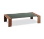 Schokoladenbrauner Couchtisch aus Holz und Glas NEW CLARKSON 