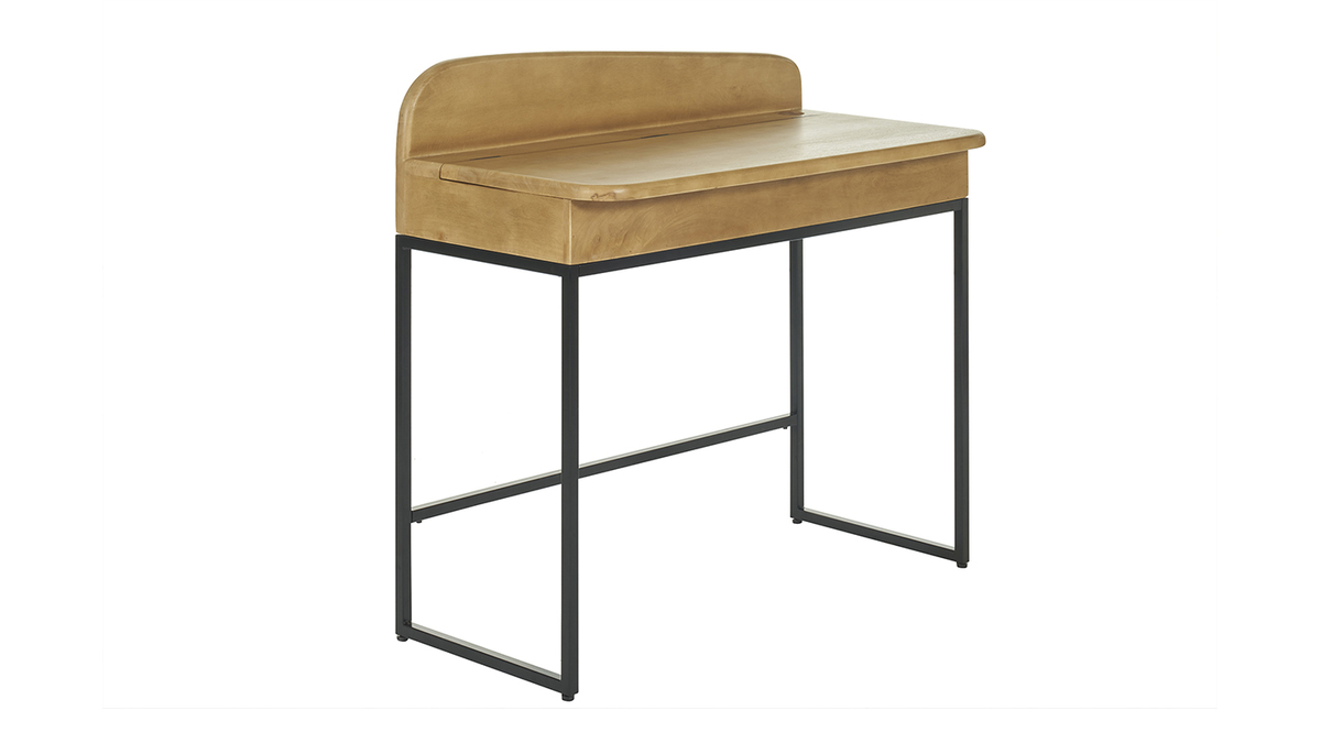 Schreibtisch mit Stauraum aus massivem Mangoholz B100 cm SHIVA