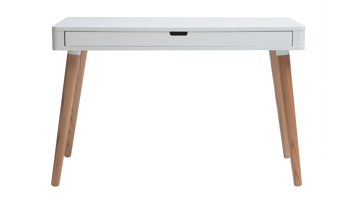 Schreibtisch skandinavisches Design Wei und Holz L115 cm TOTEM