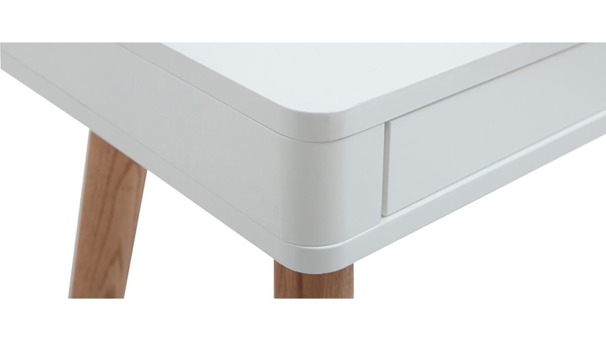 Schreibtisch skandinavisches Design Wei und Holz L115 cm TOTEM