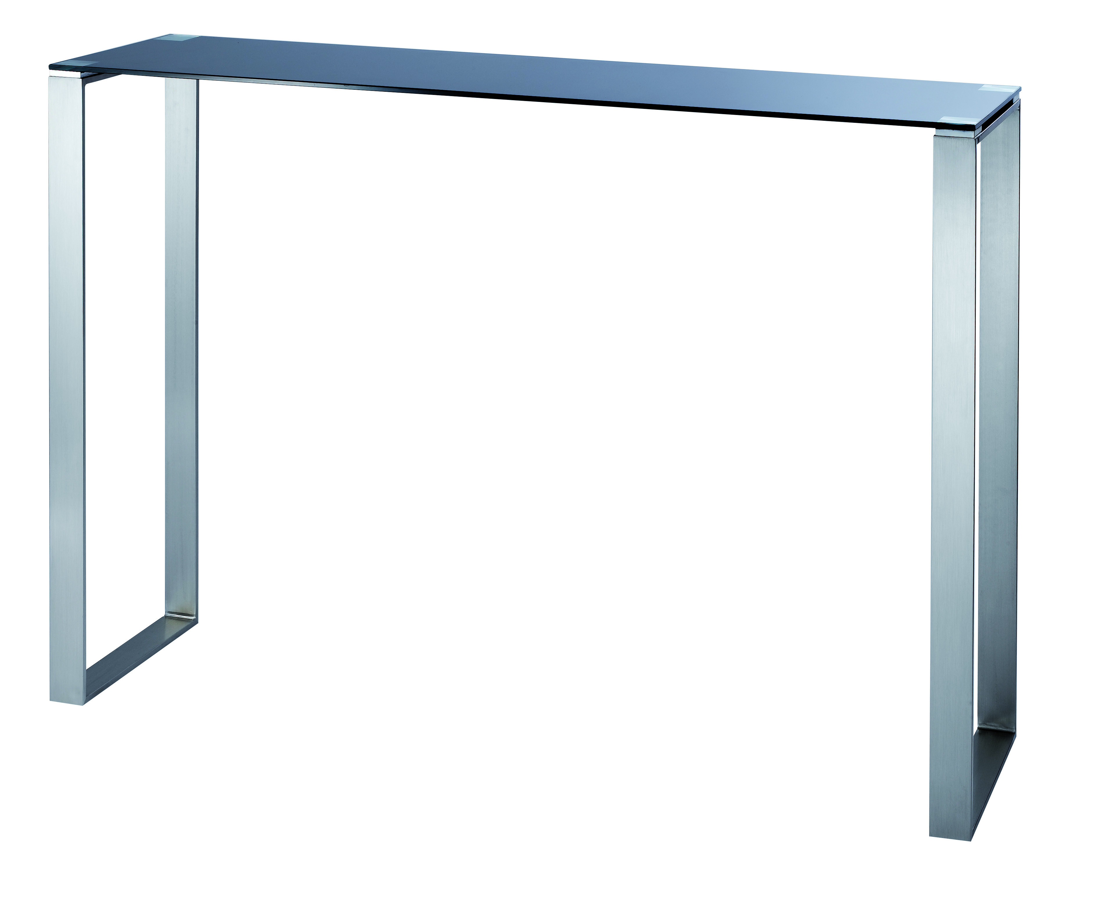 Schwarze moderne Konsole INOLA aus Glas und Edelstahl
