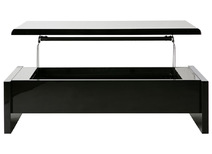 Schwarzer hochklappabarer Designer Couchtisch mit Verstauungsraum LOLA 
