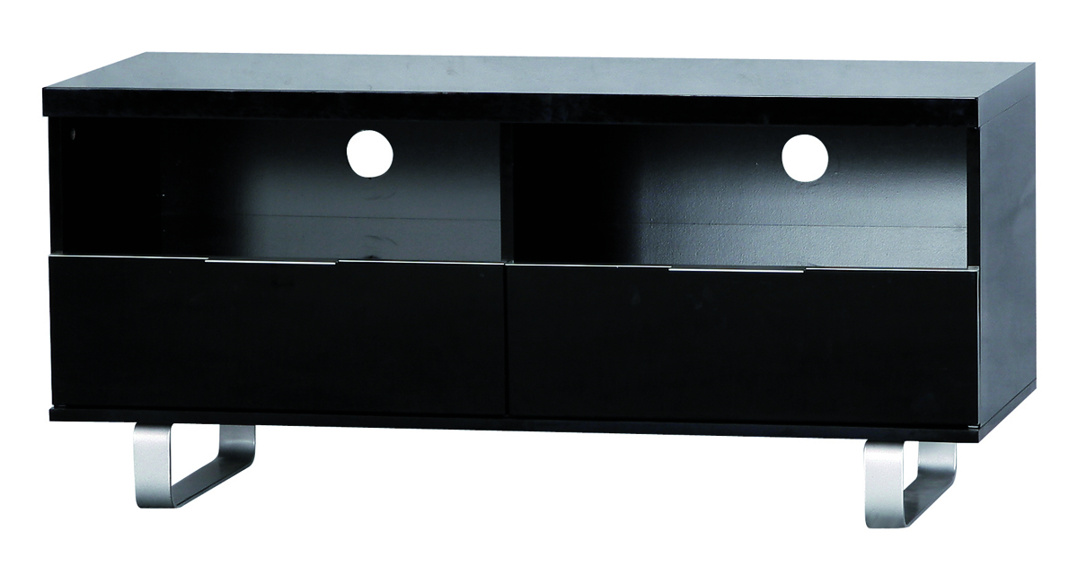 Schwarzes Design Fernsehm&ouml;bel LEA - 2 F&auml;cher und 2 Schubladen