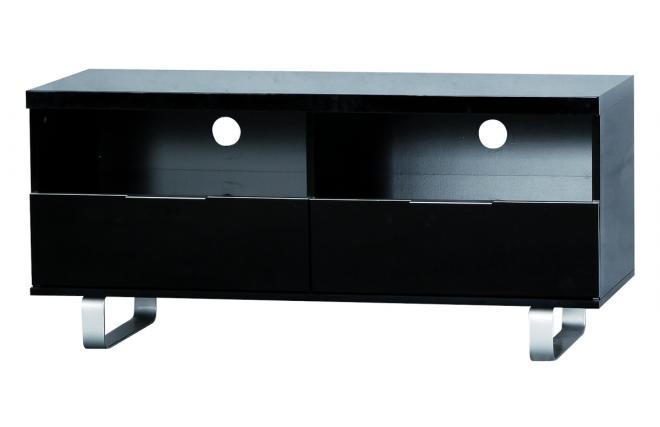 Schwarzes Design Fernsehm&ouml;bel LEA - 2 F&auml;cher und 2 Schubladen