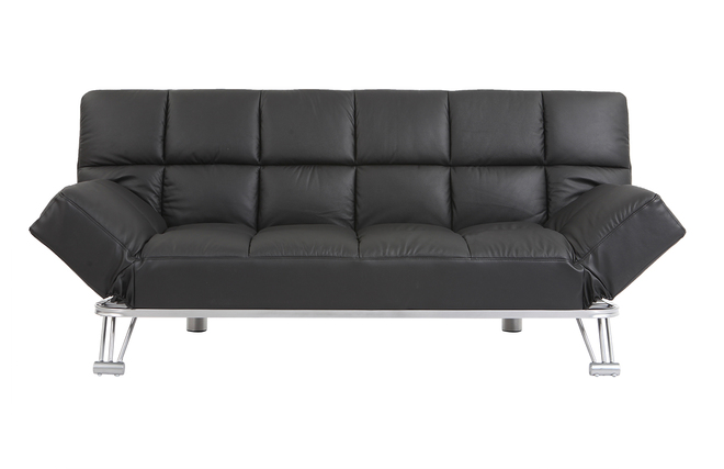 Schwarzes verstellbares Sofa / Schlafsofa MANHATTAN aus Leder � dreisitzig