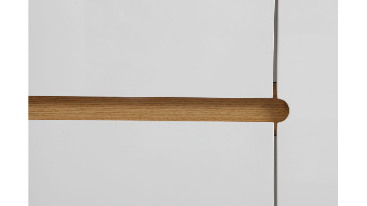 Sideboard Skandinavienstil Wei glnzend und Esche 160 cm MELKA