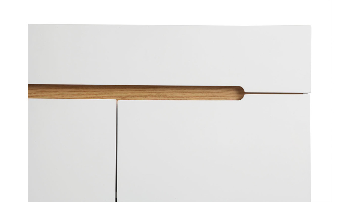 Sideboard Skandinavienstil Wei glnzend und Esche 180 cm MELKA