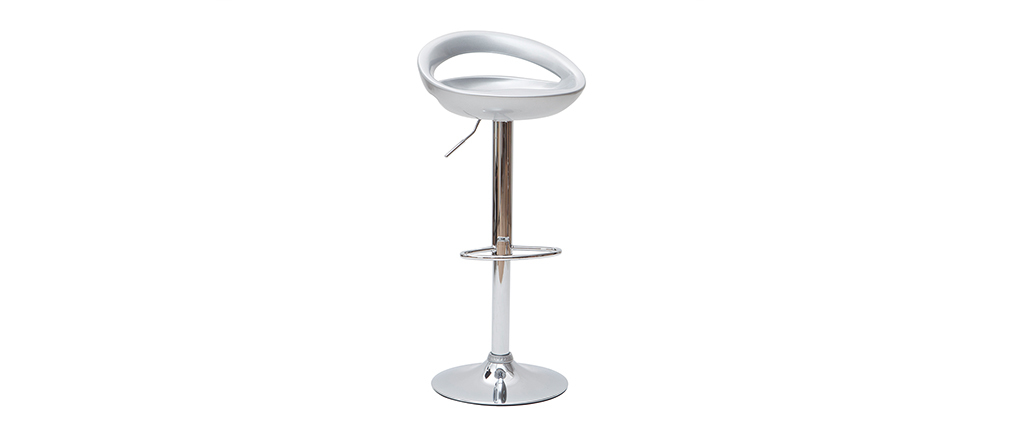 Silberfarbene Barhocker / K&uuml;chenhocker Design COMET - Satz von 2
