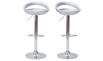 Silberfarbene Barhocker / K&uuml;chenhocker Design COMET - Satz von 2