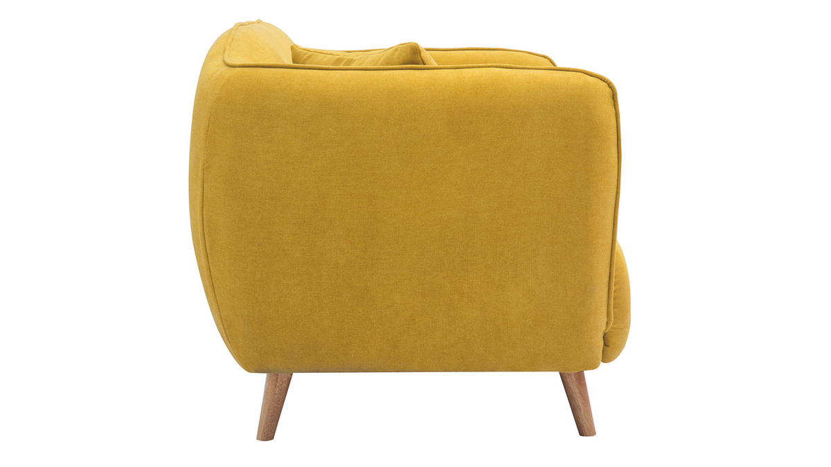 Skandinavisch inspiriertes Sofa aus senfgelbem Stoff mit Samt-Effekt Zwei-Sitzer FOLK