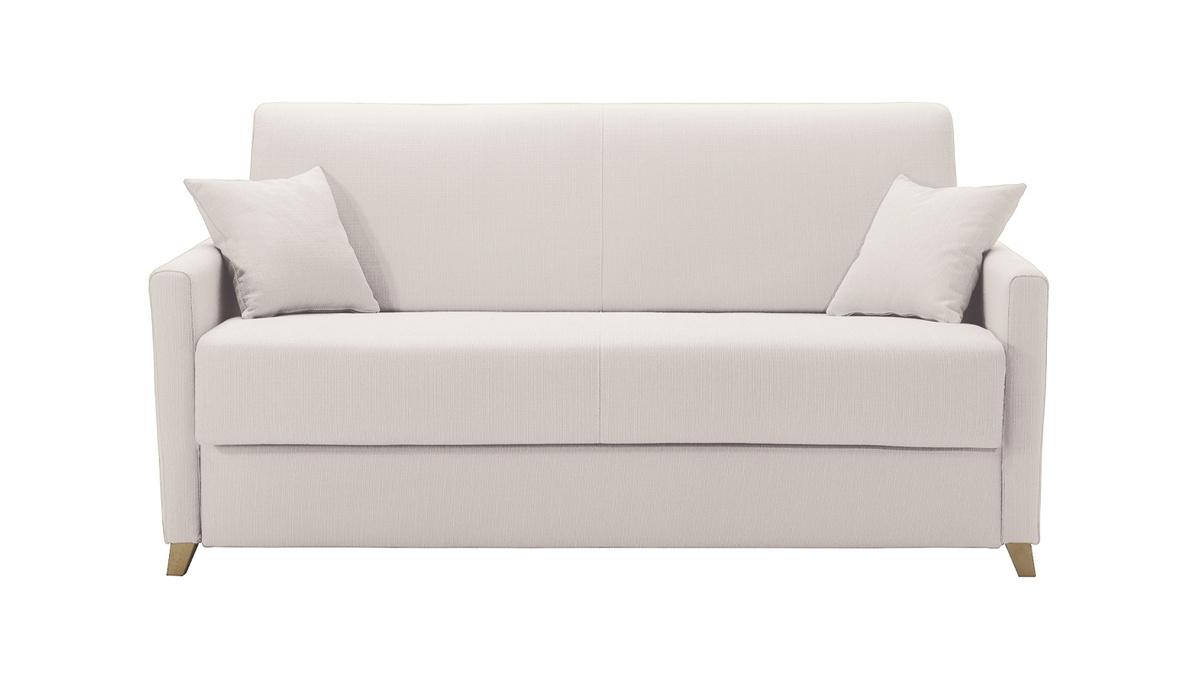 Skandinavische Schlafcouch beige mit Matratze 18 cm 3-Sitzer SKANDY
