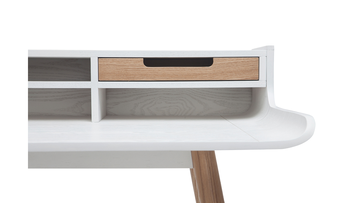 Skandinavischer Schreibtisch aus Holz und wei L140 cm OPUS