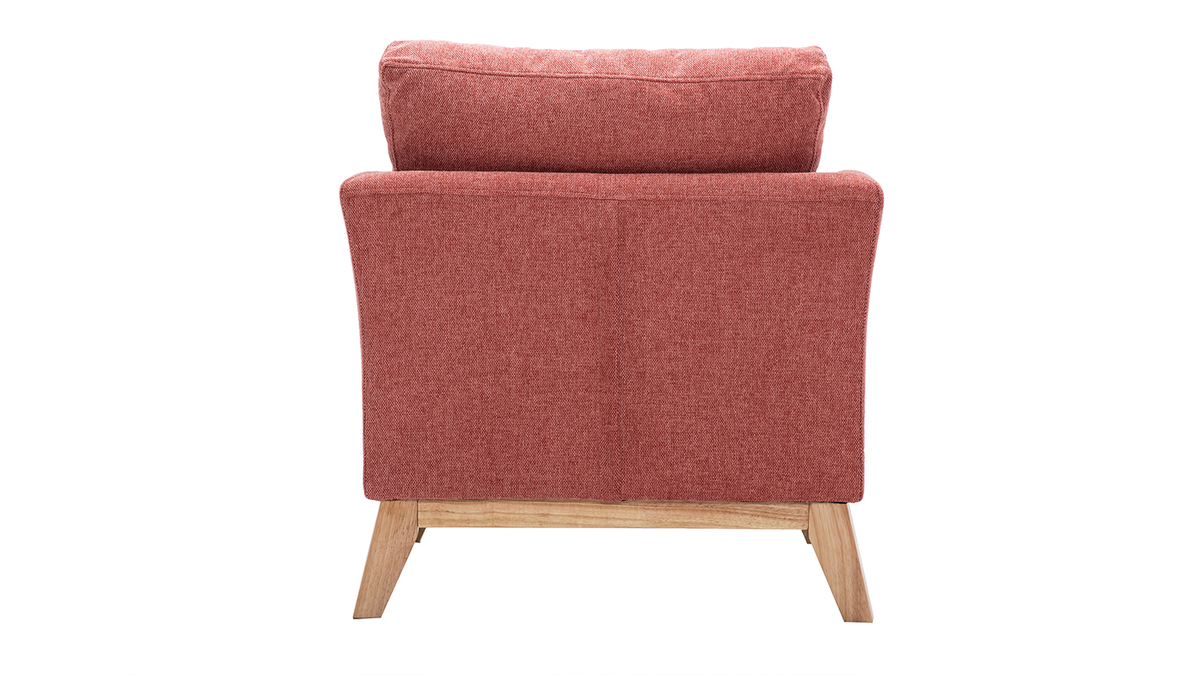 Skandinavischer Sessel aus terracottafarbenem Stoff mit Samteffekt, abnehmbarem Bezug und hellem Holz OSLO
