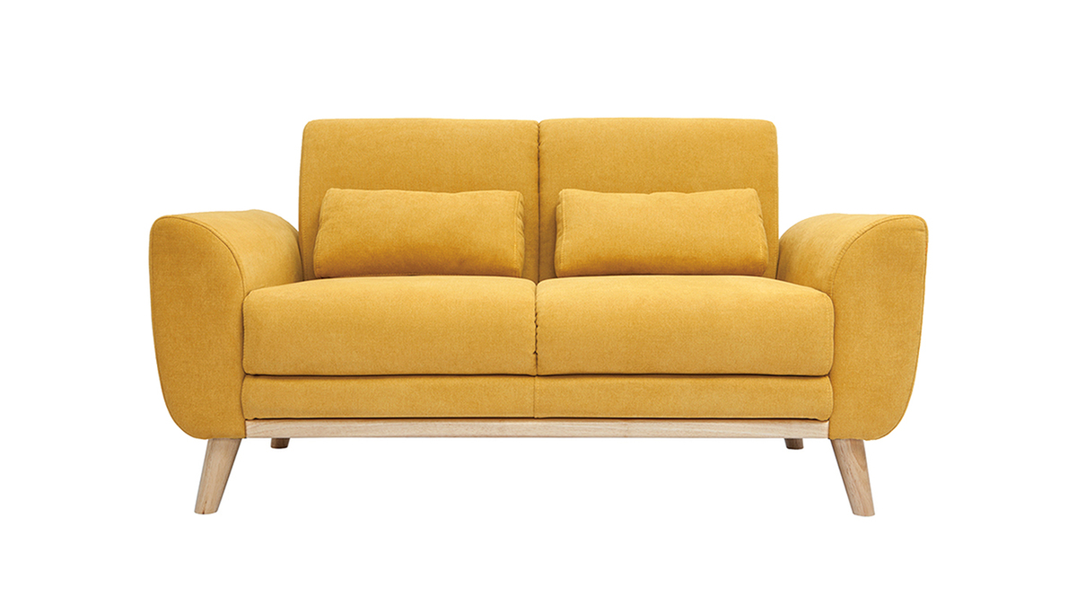 Skandinavisches 2-Sitzer-Sofa in gelb Samt EKTOR