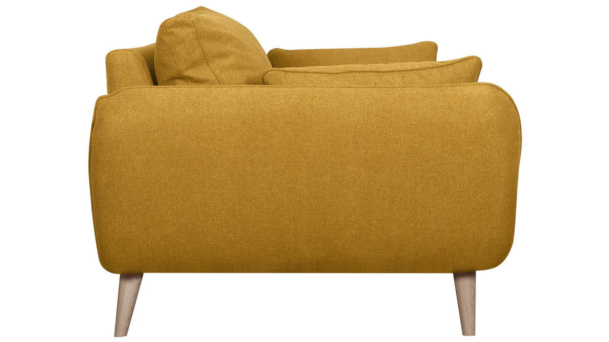 Skandinavisches 2-Sitzer-Sofa kumingelb mit Fen aus massivem Buchenholz CREEP