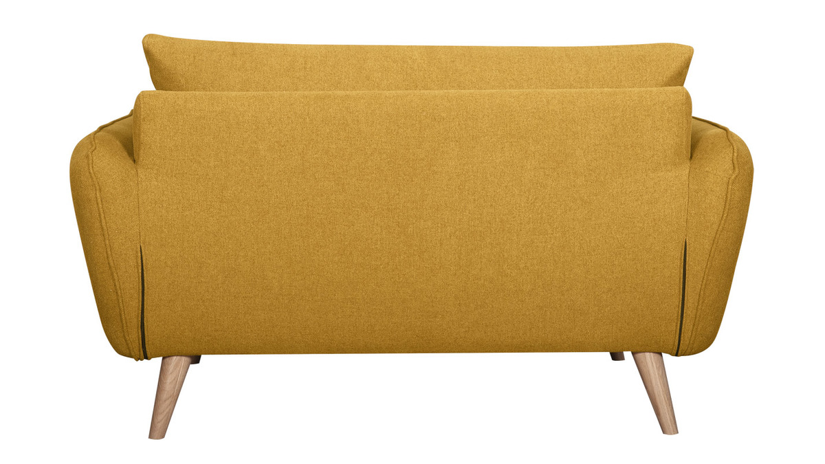 Skandinavisches 2-Sitzer-Sofa kumingelb mit Fen aus massivem Buchenholz CREEP