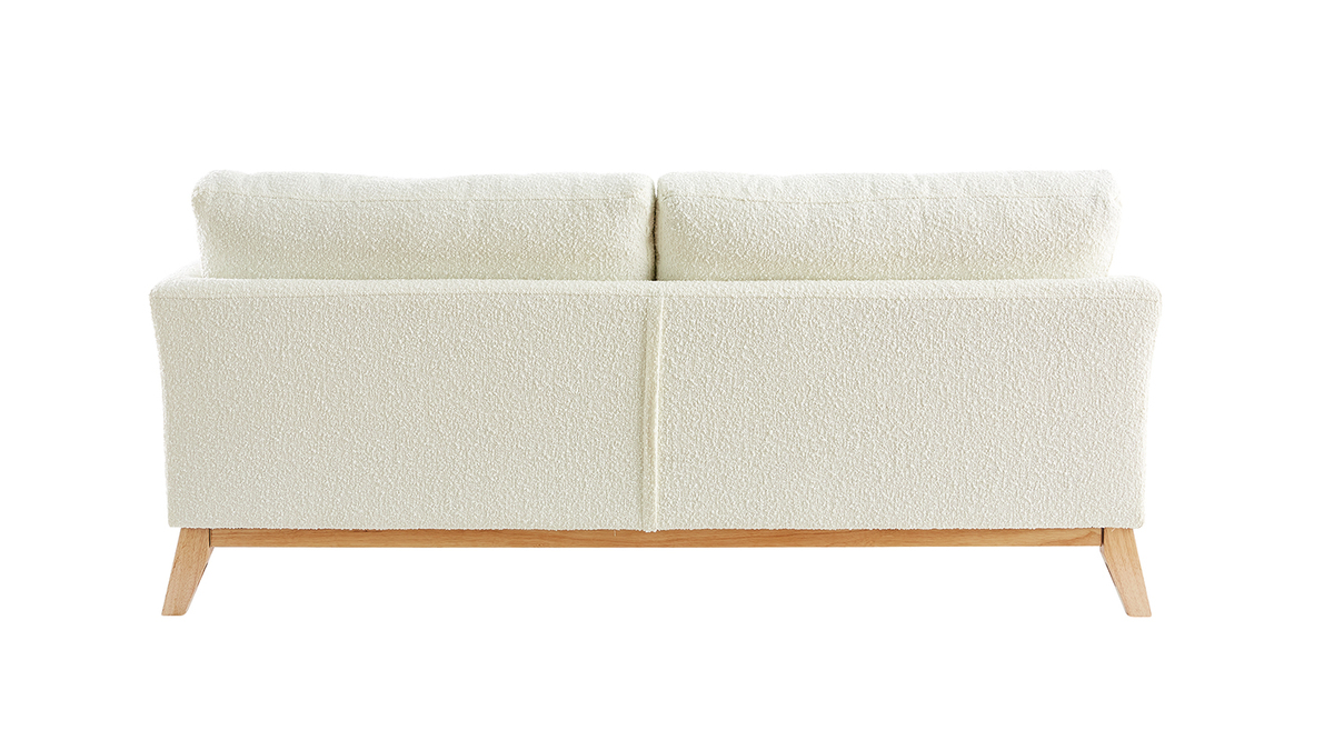 Skandinavisches 3-Sitzer-Sofa mit abnehmbarem Bezug in Wei mit Boucl-Wolleffekt OSLO