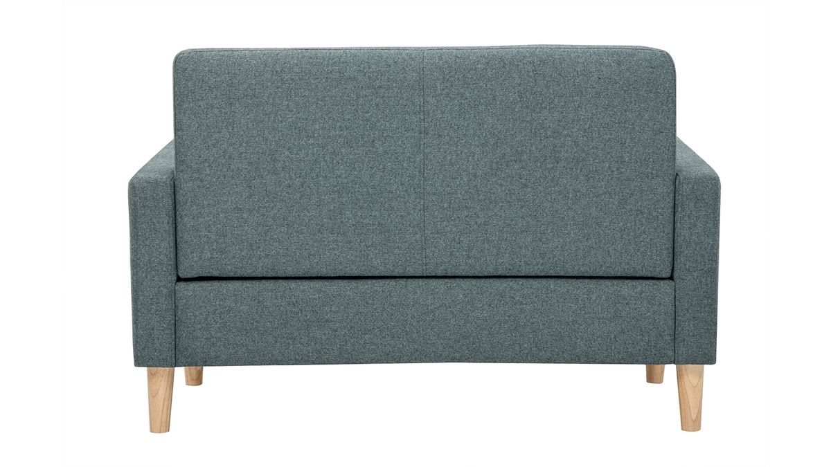 Skandinavisches Sofa 2-Sitzer aus graugrnem Stoff und hellem Holz MOON